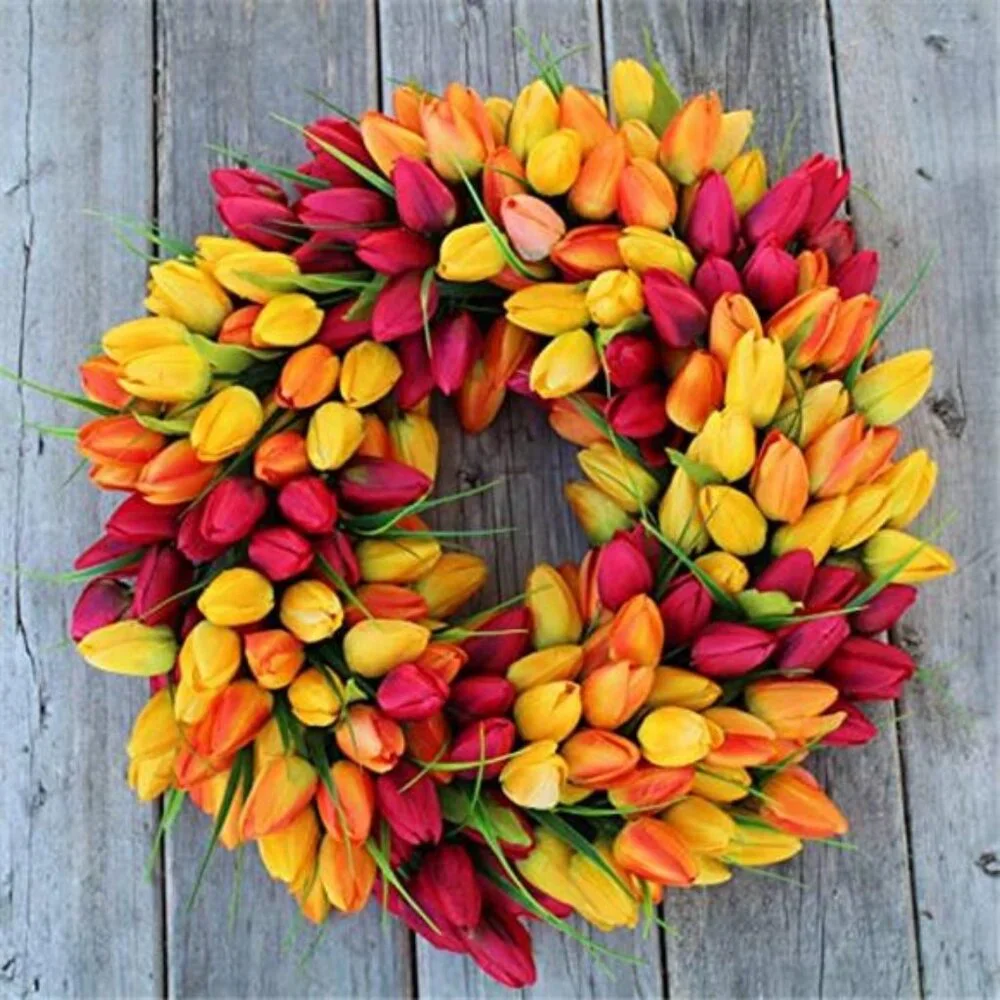 Blush Tulip Front Door Wreath Gorgeous Full Spring Door Wreath, 19 Inch